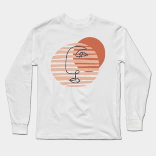 Abstract Face Line Art Modern Shapes Long Sleeve T-Shirt